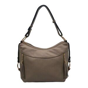 Unbranded Taupe Faux Leather Shoulder Bag